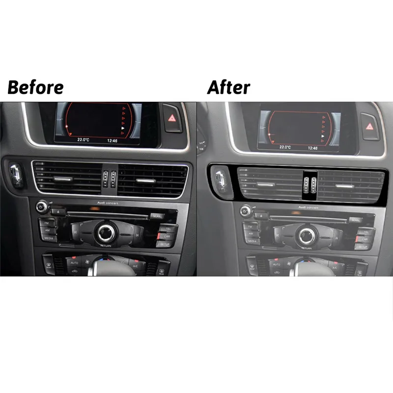 Air Conditioning Outlet Frame Brand New ABS Gloss Black Stickers For Audi Q5 2009-2017（Without Navigation）Car Accessories