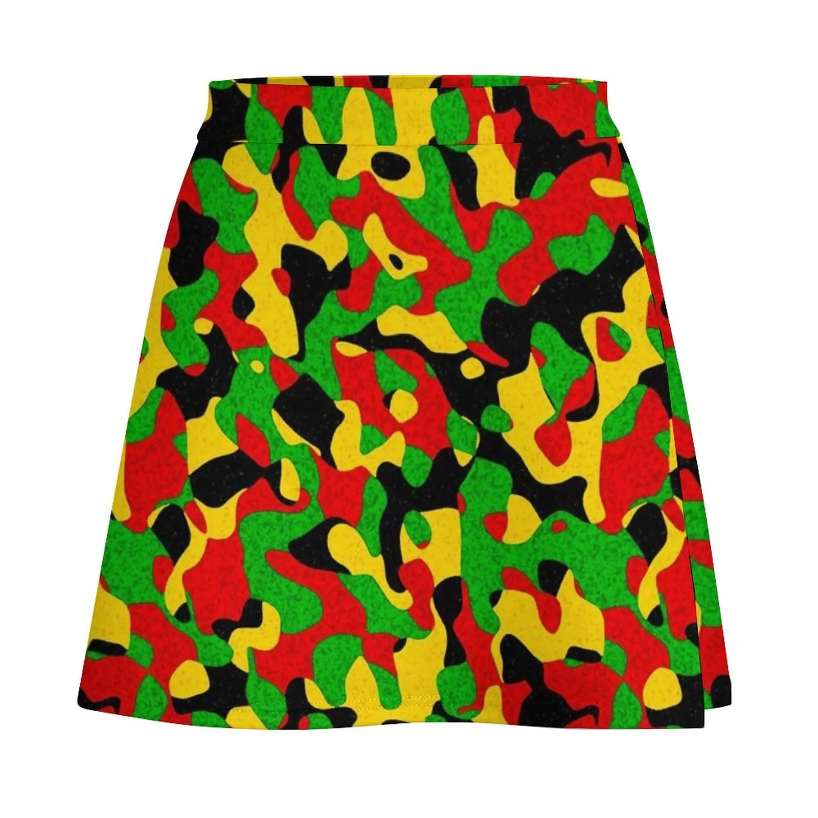 Rastafari Camouflage Pattern Green Yellow red Black Mini Skirt japanese kawaii clothes new in clothes Mini Skirt