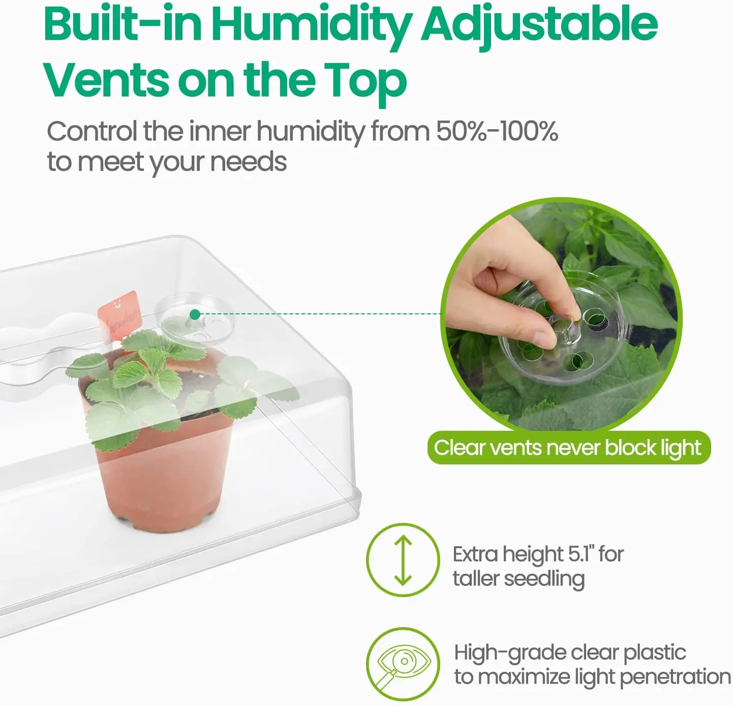 2 Set 60-Cell Seed Starter Kit - Strong Seed Trays with Humidity Domes, Cell Trays