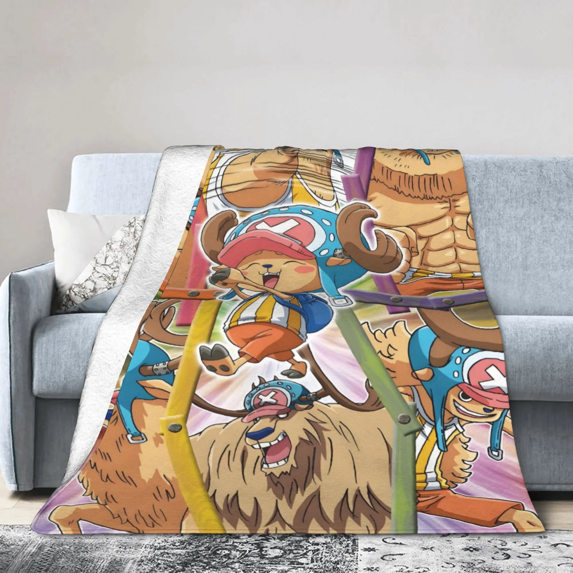 Custom Chopper Janpan Anime Blankets Warm Flannel  Throw Blanket for Sofa Office Bedspreads