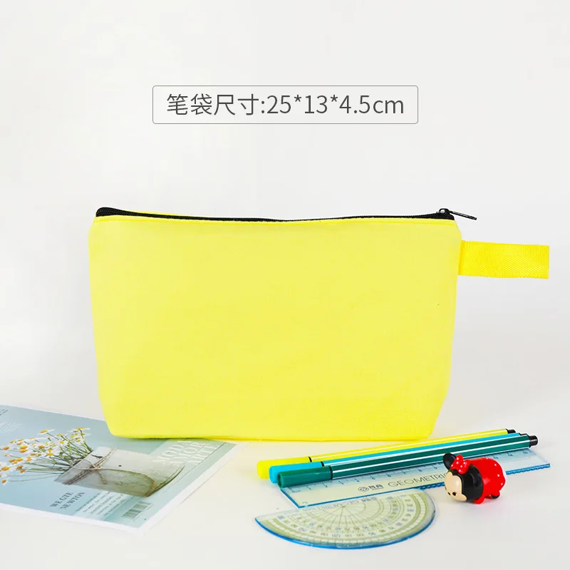 Lápis de lona colorido Saco Coin Organizer Zipper Cosmetic Bag Papelaria Storage Bag Pouch Meninas Maquiagem Escovas Batons Bags