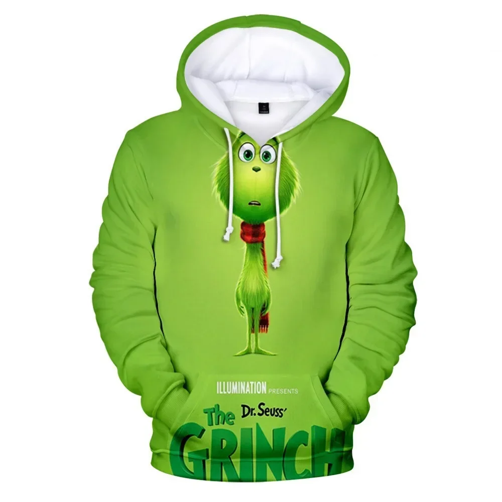 Christmas Collection Children\'s Sweater Green Fur Monster Grinch Santa Claus Cos Children\'s Clothing Pullover Boys and Girls 3-1