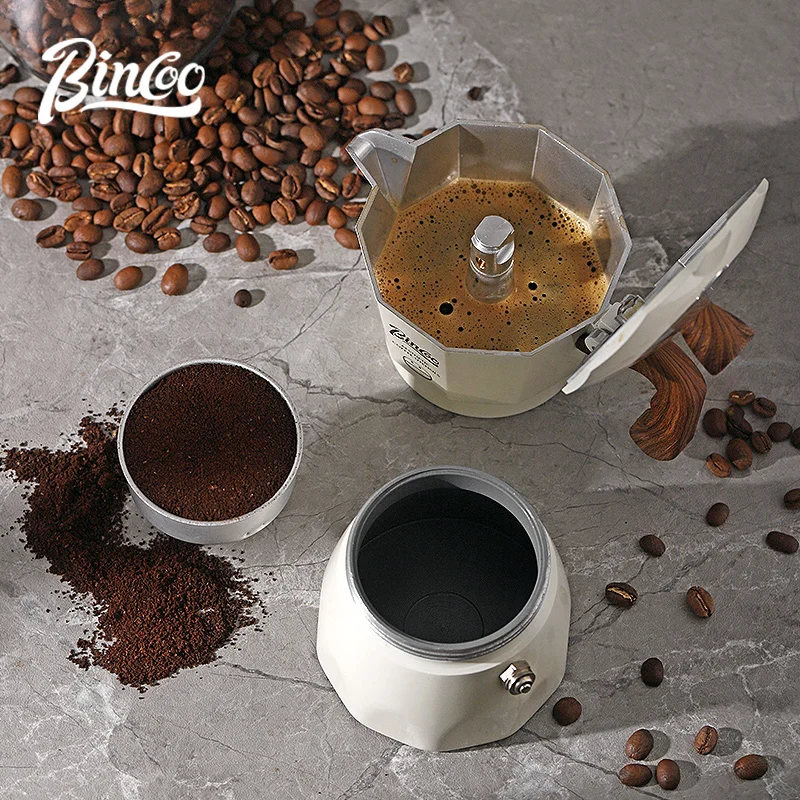 Bincoo Moka pot for two Double valve espresso pot Italian coffee maker Household utensil Creative pattern ironing handle