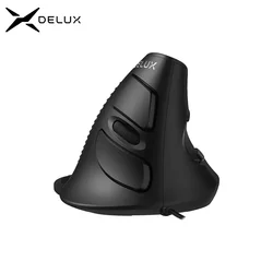 Delux-ratón Vertical ergonómico M618XU para oficina, periférico silencioso de 4000DPI para mano derecha, con palma de extracción, para PC y ordenador portátil