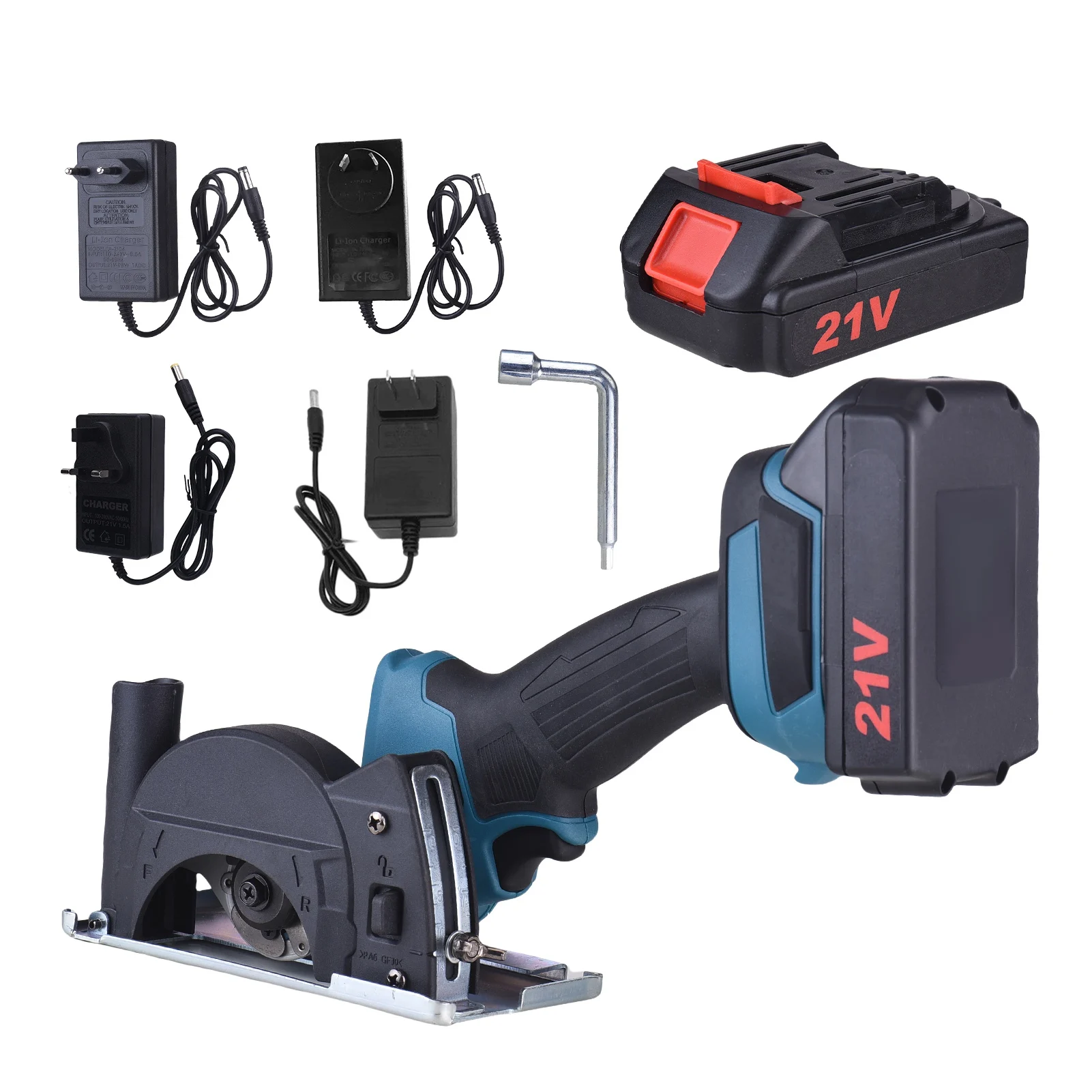 Sierra circular inalámbrica, amoladora angular de mano con mango antideslizante, herramienta de corte recargable para cortar metal, madera, azulejos y mármol