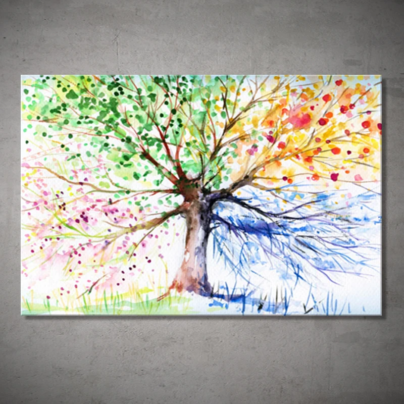 Handpainted Oil Painting On Canvas HandmadeModern Landscape Color Life Tree Arbor Vitae Wall Art Picture Living Room Home Decor