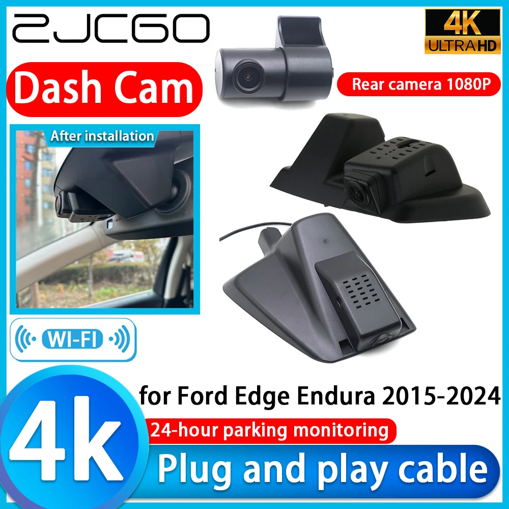 ZJCGO para Ford Edge Endura 2015-2024, Cámara para Auto DVR 4K, Cámara de Tablero UHD 2160P con Lente Sony, Monitor 24H, Grabador de Video de Estacionamiento