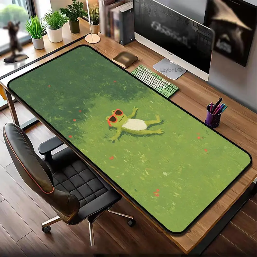 Cute Lazy Frog  Large size mouse pad xxl rubber keyboard mouse carpet anti-slip gamer mouse pad Laptop home office mouse blanket