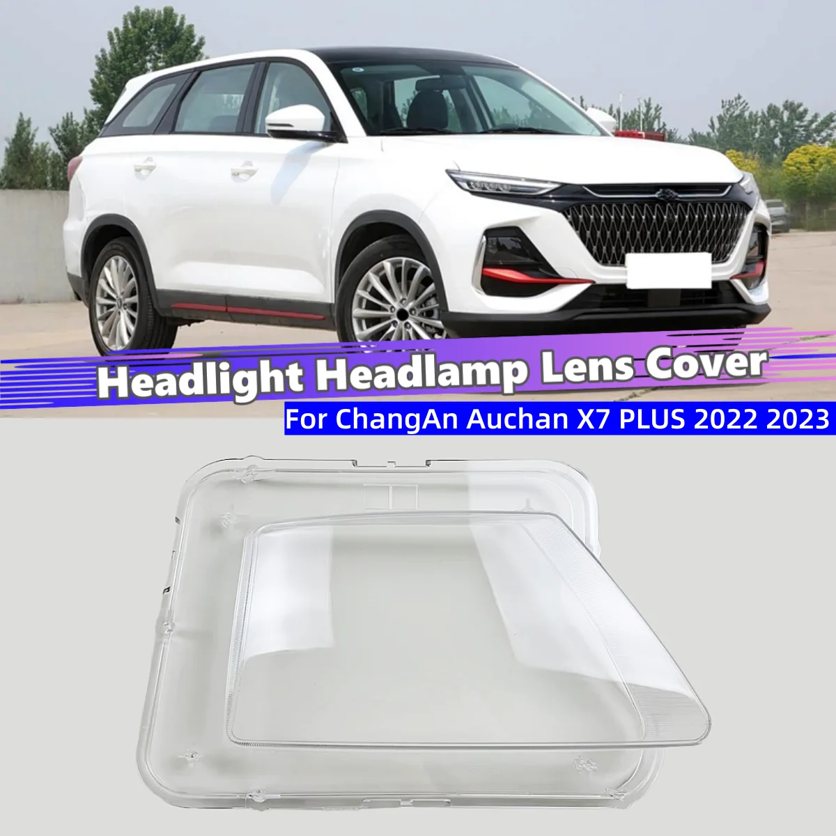 

For ChangAn Auchan X7 PLUS 2022 2023 Accessories Car Lampshade Caps Headlights Cover Car Front Headlight Lens Cover Lights Shell
