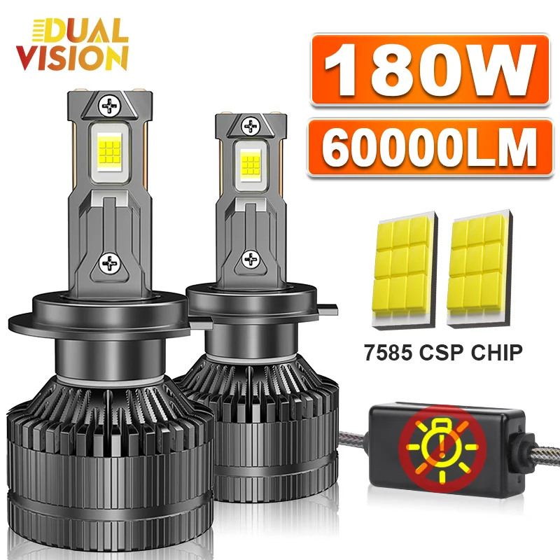 

Фры Dualvision K5C PLUS H7 LED 60000LM Canbus 6000K H1 H4 H11 9012 HIR2 9005 9006 HB3 HB4 Высокая мощность 180 Вт 7585 CSP Чипы