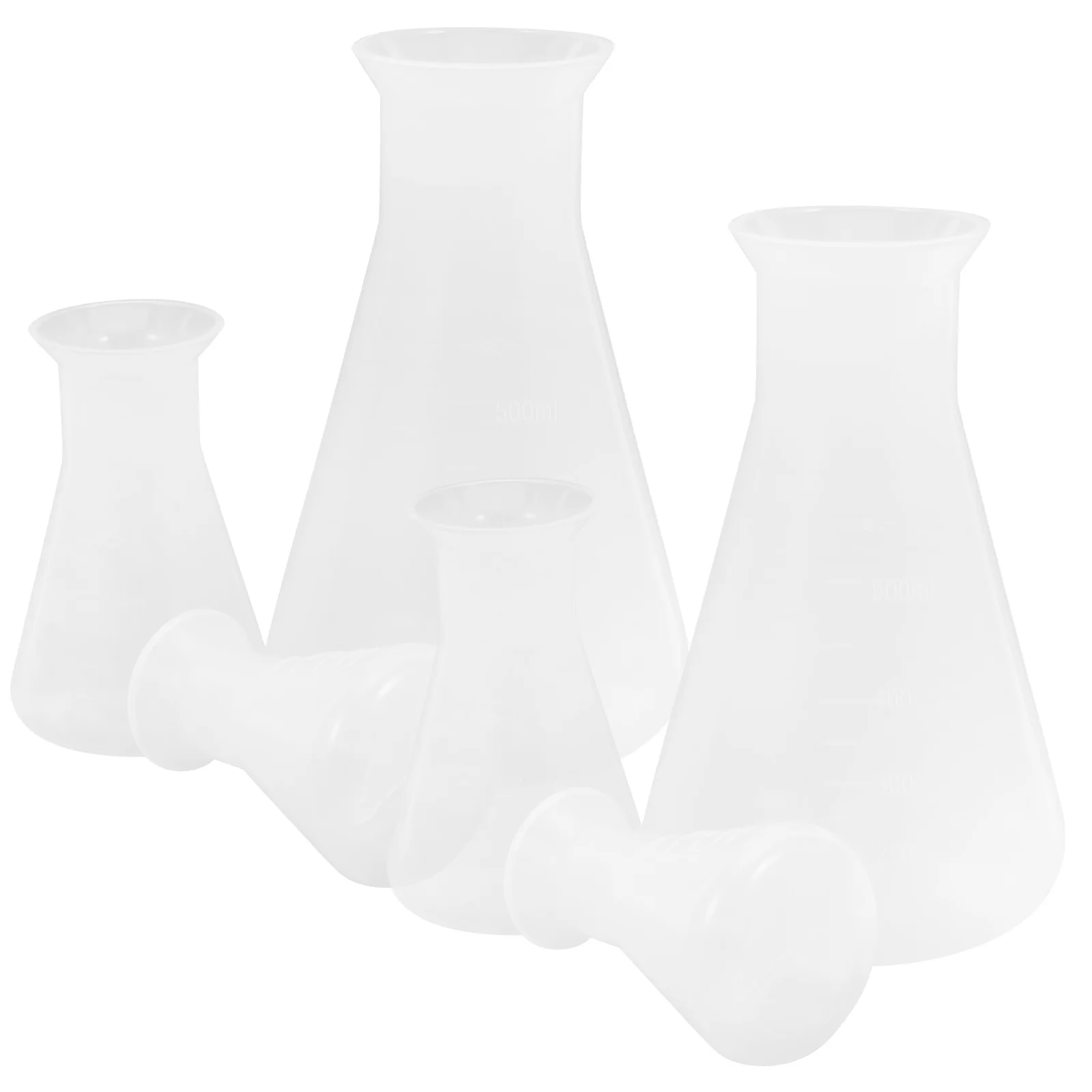 

6Pcs Conical Plastic Bottle Wide Mouth for Experiment Flask Accurate Measurement Graduated Flasks 50 100 500ml