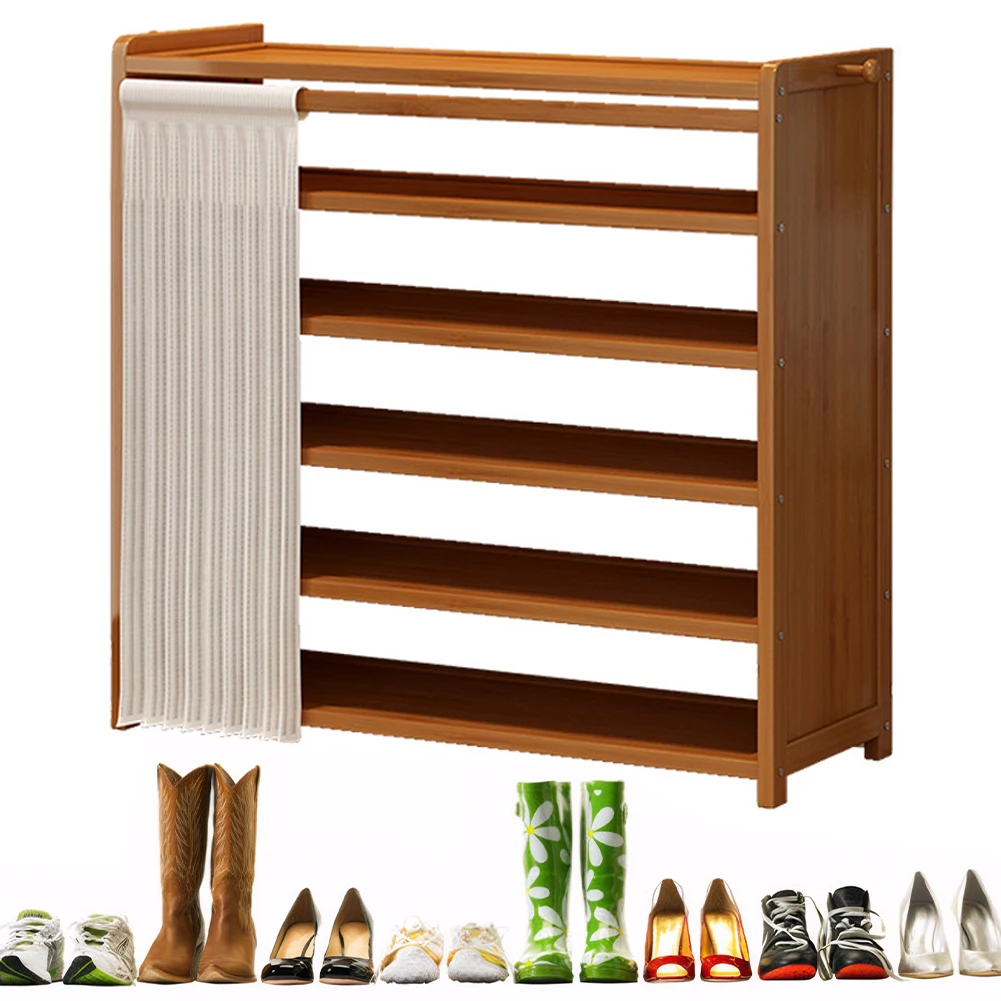 

6-Tier Simple Shoes Cabinet Dustproof Racks Wooden Cabinet Organizer Storage Shelves for Entryway Living Room Hallway Doorway