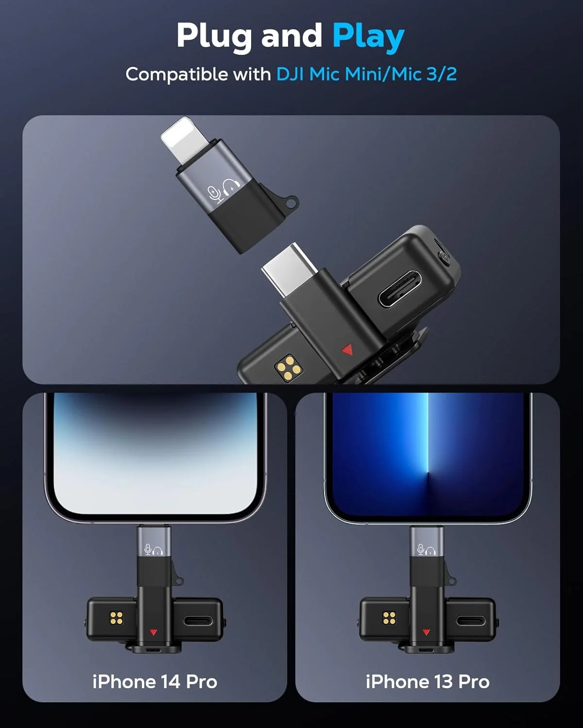 USB-Typ-C-OTG-Adapter, 8-polig, unterstützt Lavalier-Mikrofon, Laden und Musik – Plug & Play für Live-Streaming, Podcasting, Videoaufnahmen – Detail 2