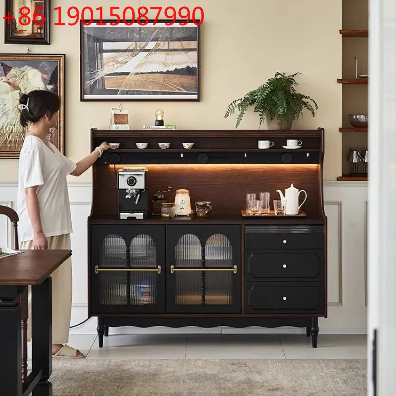 

Скандинавская средневековая обеденная сторона в стиле ретро, простое хранение, французский шифер, гостиная, чай у стены, встроенная американская цельная древесина