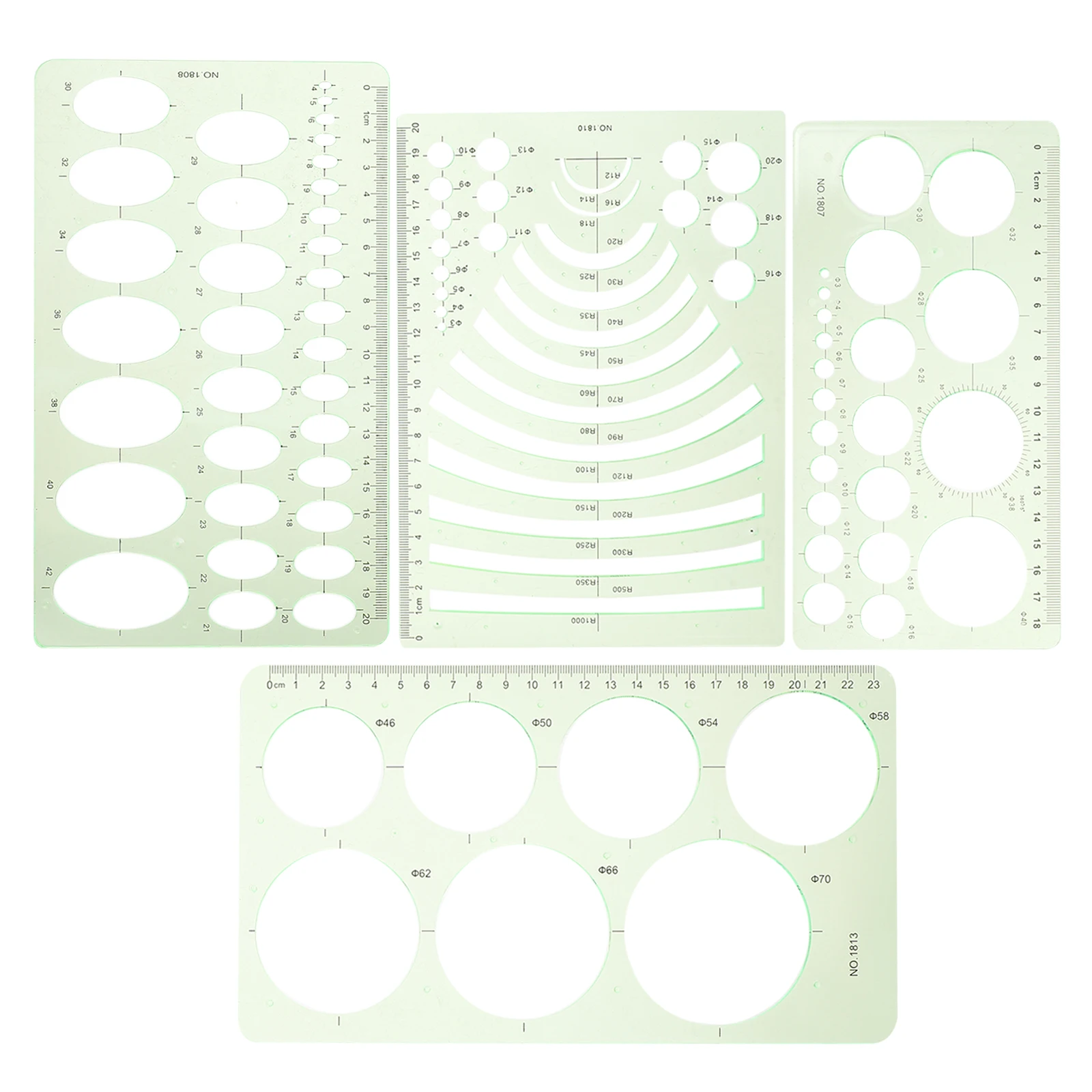 

4pcs Drawing Set Drafting Tools For Artists Green Abs Multi-Functional Geometry Ruler Student Supply Engineering Tool