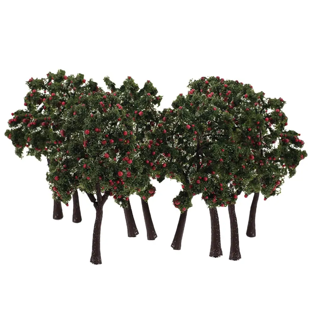 10-pcs-cenario-paisagem-modelo-decoracao-espuma-vermelha-arvores-frutiferas-12cm-novo