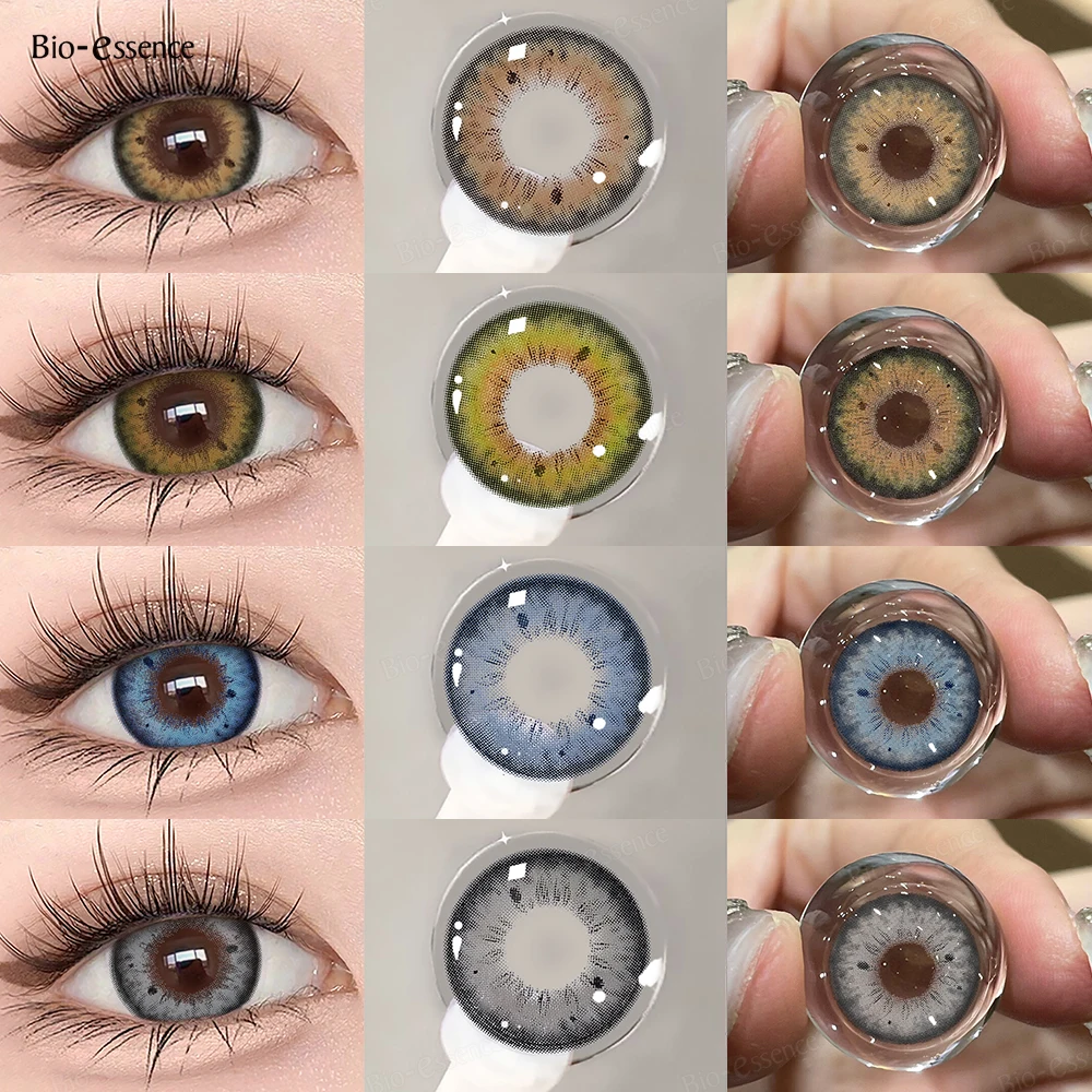 Bio-essense 2 uds lentes de contacto de Color Natural para ojos lentes grises lentes coreanas Colorcon belleza anual lentes de contacto de ojos marrones