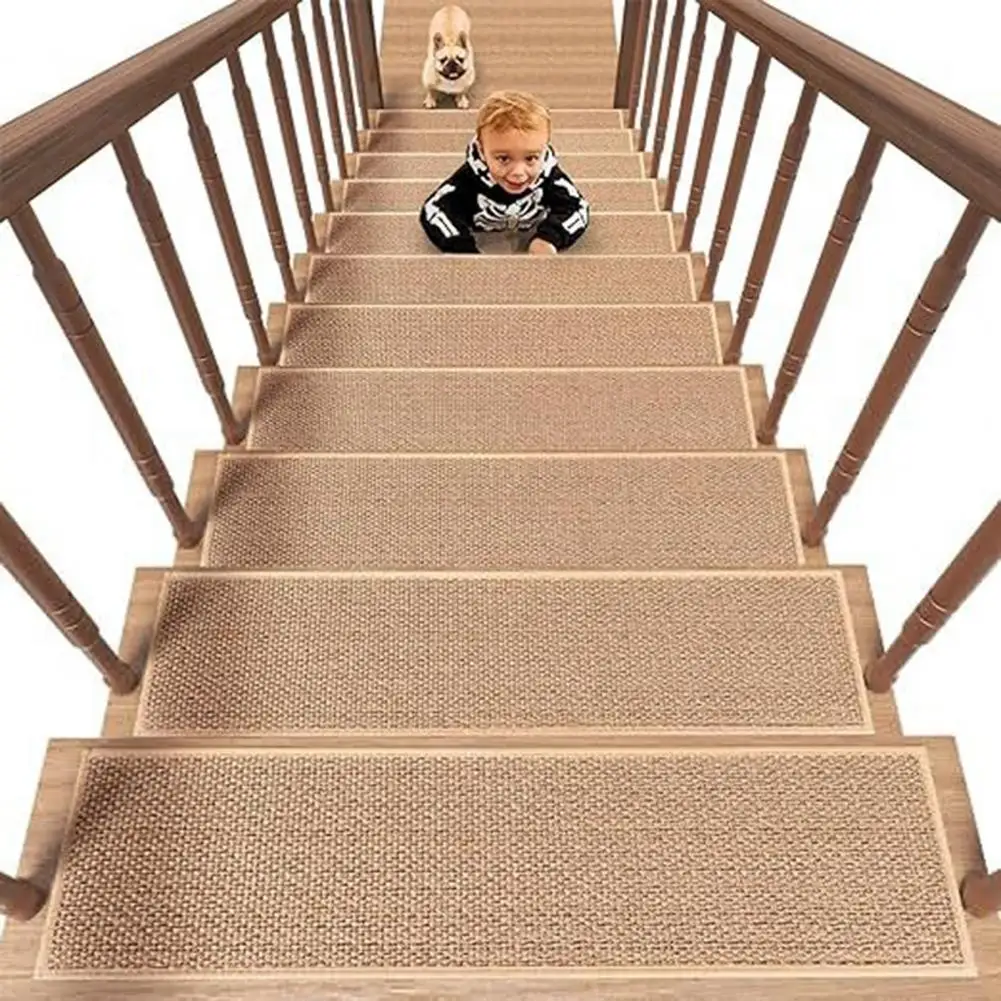 Stair Mat for Wood Stairs Non-slip Stair Mat Set with Strong Adhesion Protects Stairs from Damage Washable