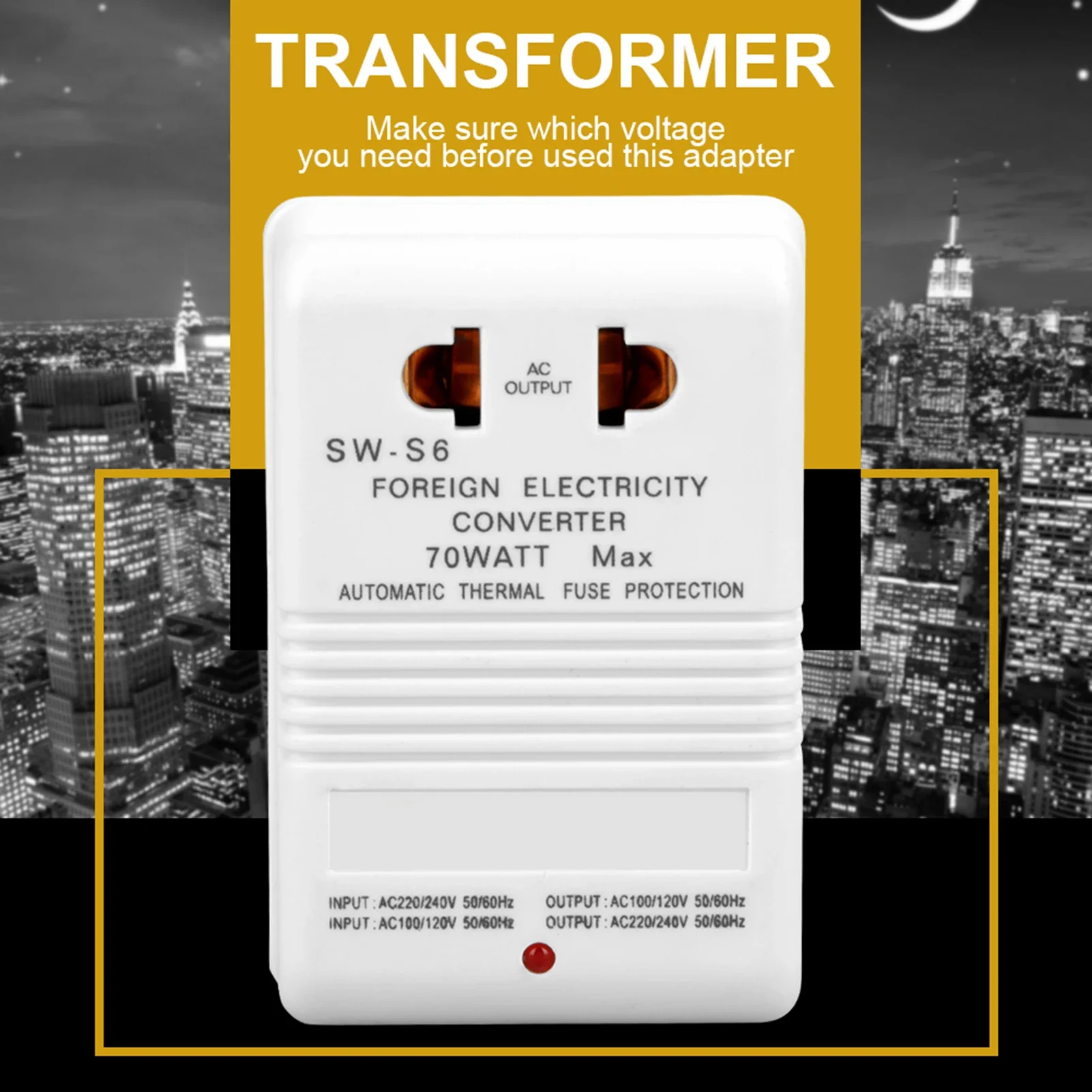 Power Converter Voltage Converter 70W 110V/120V to 220V/240V StepUp&amp Down Voltage Converter Transformer (CN Standard Plug) view 2