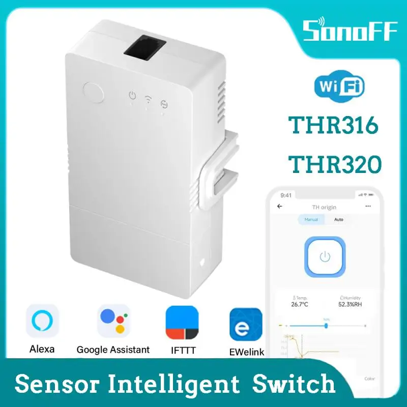 Sonoff Th16 Humidity Temperature Sensor Intelligent Switch THR320 With Esp32 Chip Overload Protection Voice Via Ewelink Alexa