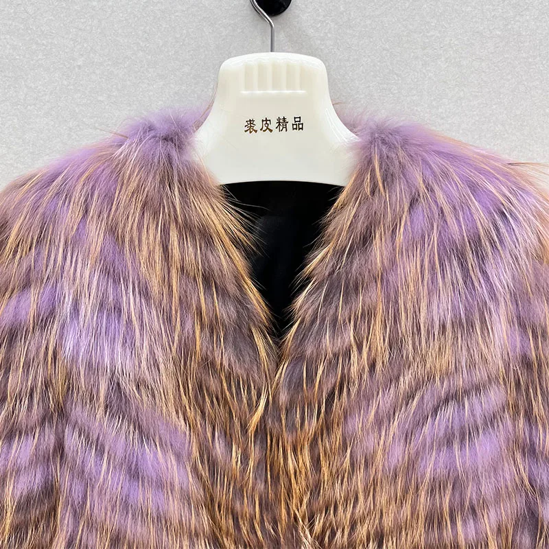 Moda Zima 2025 Nowe Prawdziwe Naturalne Paski z Futra Lisa Szew Toghter Krótki Styl Cienkie Futra Luksusowe Puszyste Grube Ciepłe Kurtki