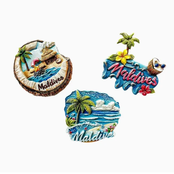 

Maldives 3D Resin Refrigerator Magnet Travel Souvenir Creative Decorative Item in Popular "Ins" Style