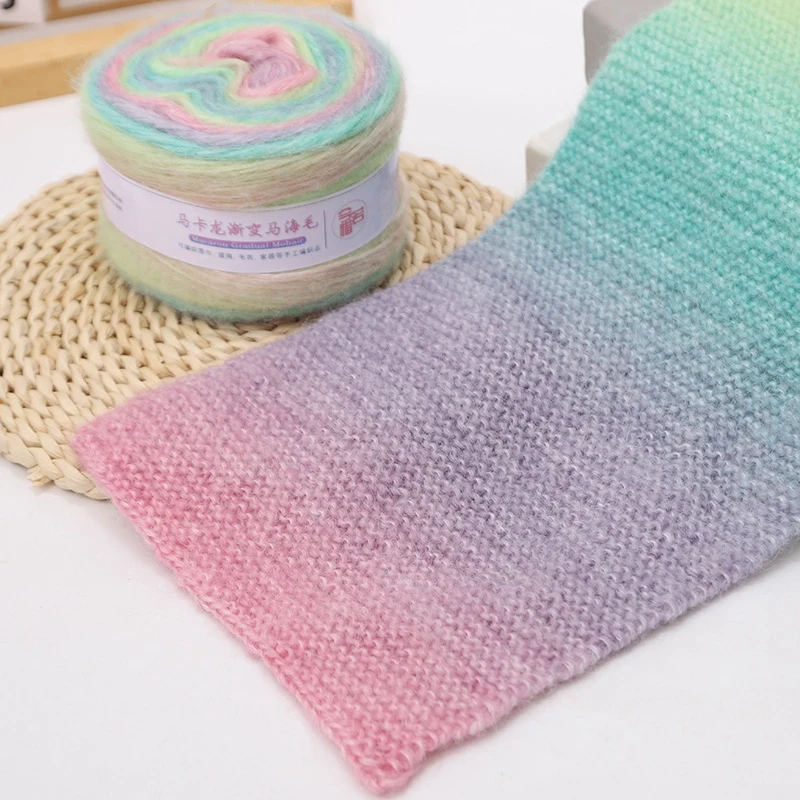 Gradient Colorful Mohair Multicolor Rainbow Yarn 165Meters Hand-Woven Soft Yarn For Knitting Crochet Sweater Jacket
