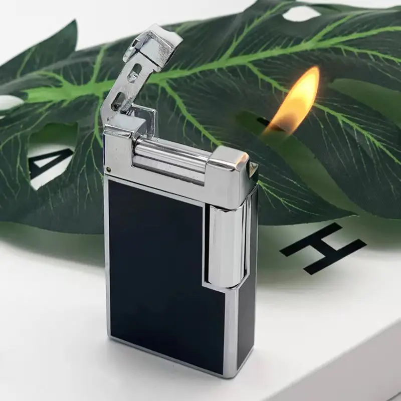 SPUNK New Creative Sand Wheel Oblique Fire Metal Lighter Butane Gas Lighter Outdoor Windproof Lighter Men\'s Gift Series