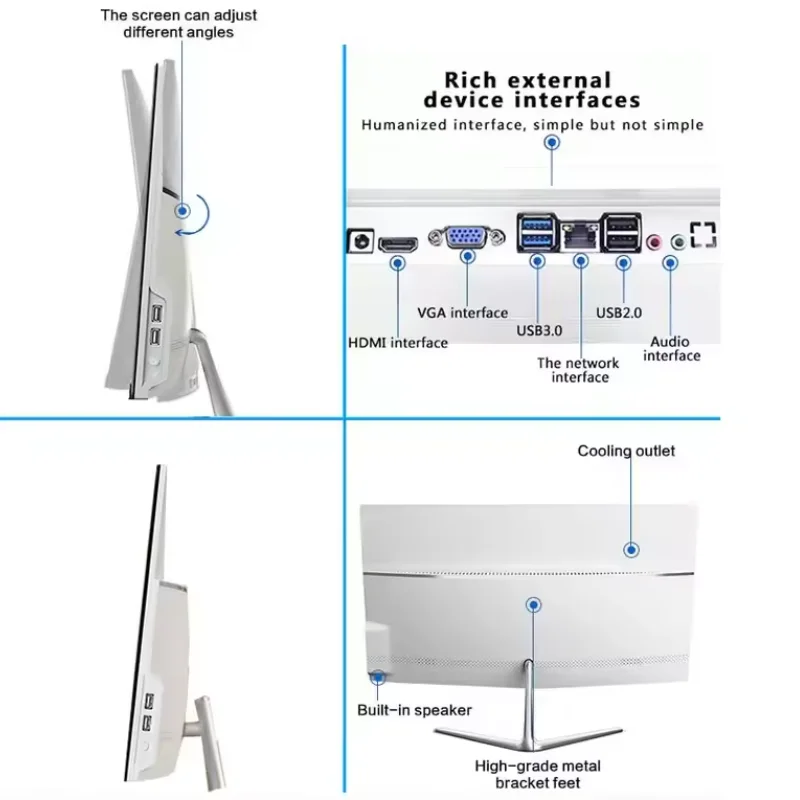 جديد HW-215 Intel Core i3/i5/i7 وحدة المعالجة المركزية عالية الأداء Hyper HD Graphics WIN10 16G DDR4 512G SSD 23.8 بوصة LCD HD شاشة كمبيوتر مكتبي