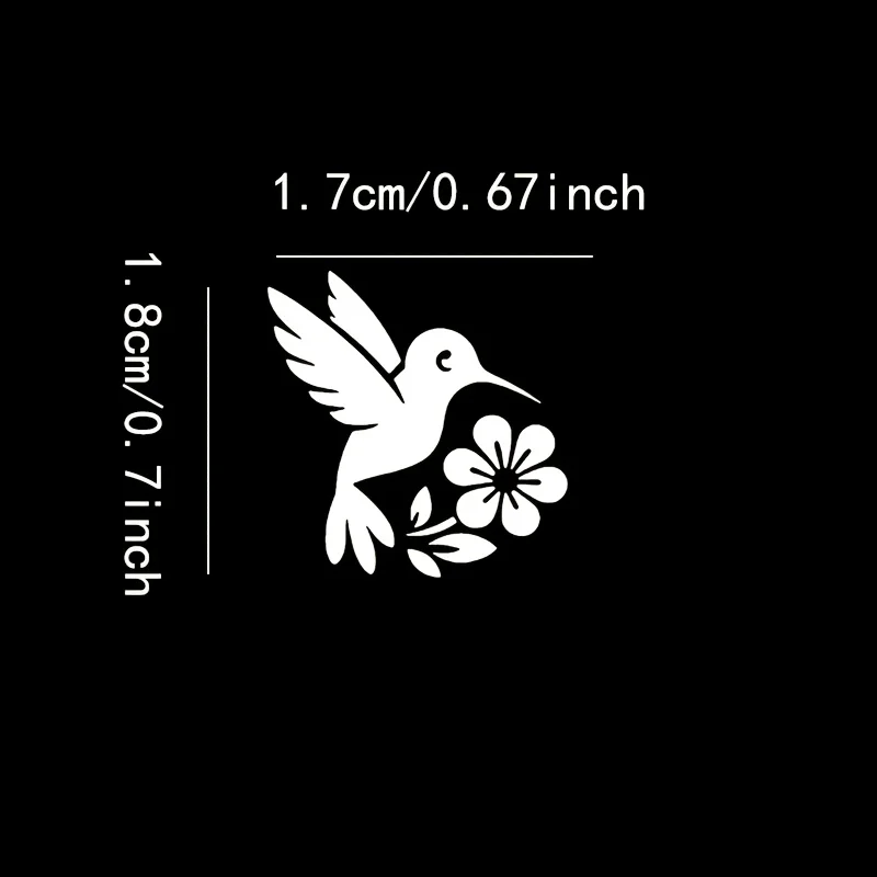 1 Set Hummingbird & Flower Sticker Set White Waterproof Vinyl Decal for Car Buttons & Portable Devices