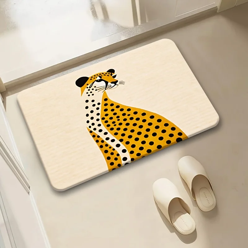 1pc Abstract Spot Motif Doormat Cream Yellow Black Polyester Hand Wash Only 80x50cm Decorative Use