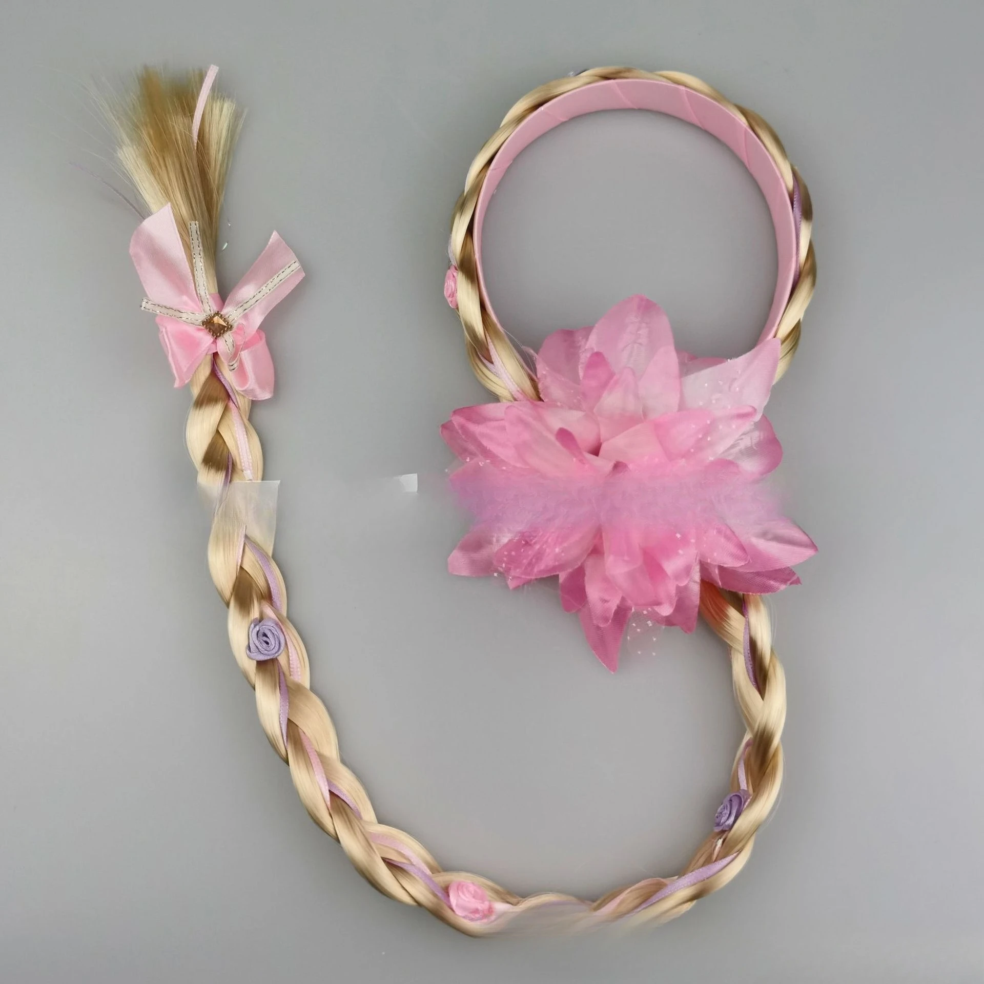 شعر مستعار للأميرة طويل الشعر، غطاء رأس جديلة، ملابس أطفال جديدة، عصابة رأس لعيد الميلاد