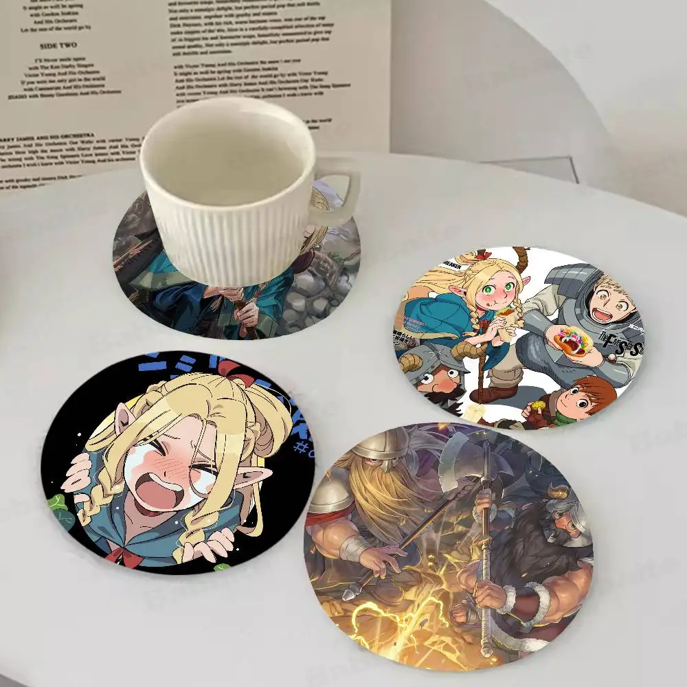 Delicious in Dungeon Retro Wooden Cup Mats Elements Colour Printing Cup Coasters Home Kitchen Decora Gifts