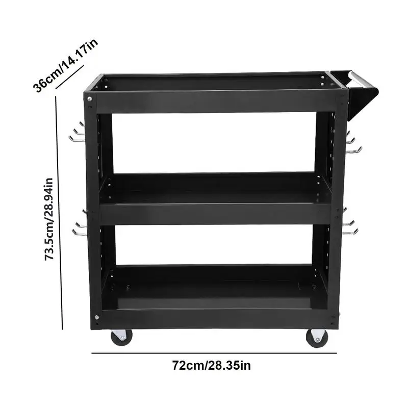 3 Tier Rolling Tool Utility Cart Heavy Duty Organizer With Storage Shelf Industrial Commercial Service Cart