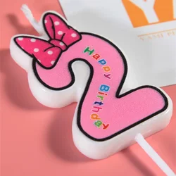 NEW Pink Blue Number Cake Candles Kawaii Digital Candle Cartoon Mickey Minnie Mouse Birthday For Kids Party Decoration Gifts