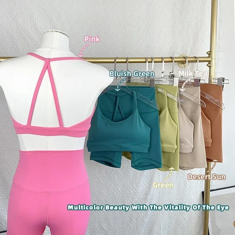 2 Piece Women Yoga Shorts Set Tracksuit Yoga Vest High Waist Shorts Quick-Drying Comfort Elastic Running Workout Sportswear