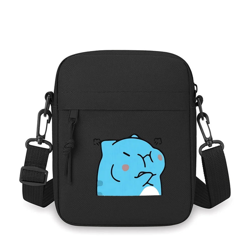 Blue creature angry face steam Men Crossbody Bag Single Shoulder Women Cartoon Anime Film Printing Design Unisex