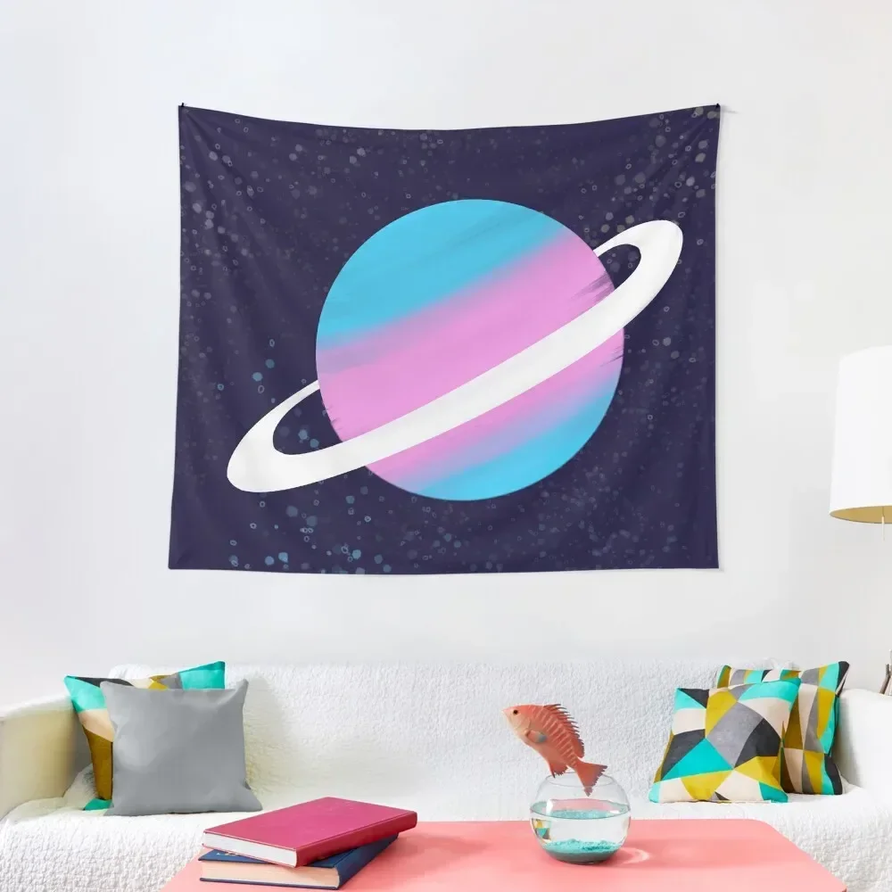 

trans pride planet in space Tapestry Wall Mural Cute Decor Tapestry