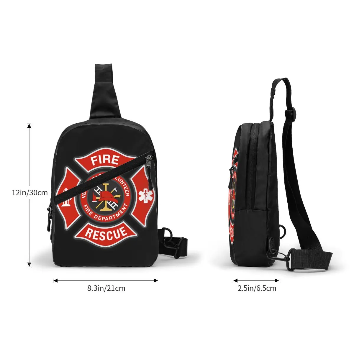 Fire Rescue Firefighter Crossbody Sling Backpack Men Custom Shoulder Chest Bag for Travel Hiking Daypack