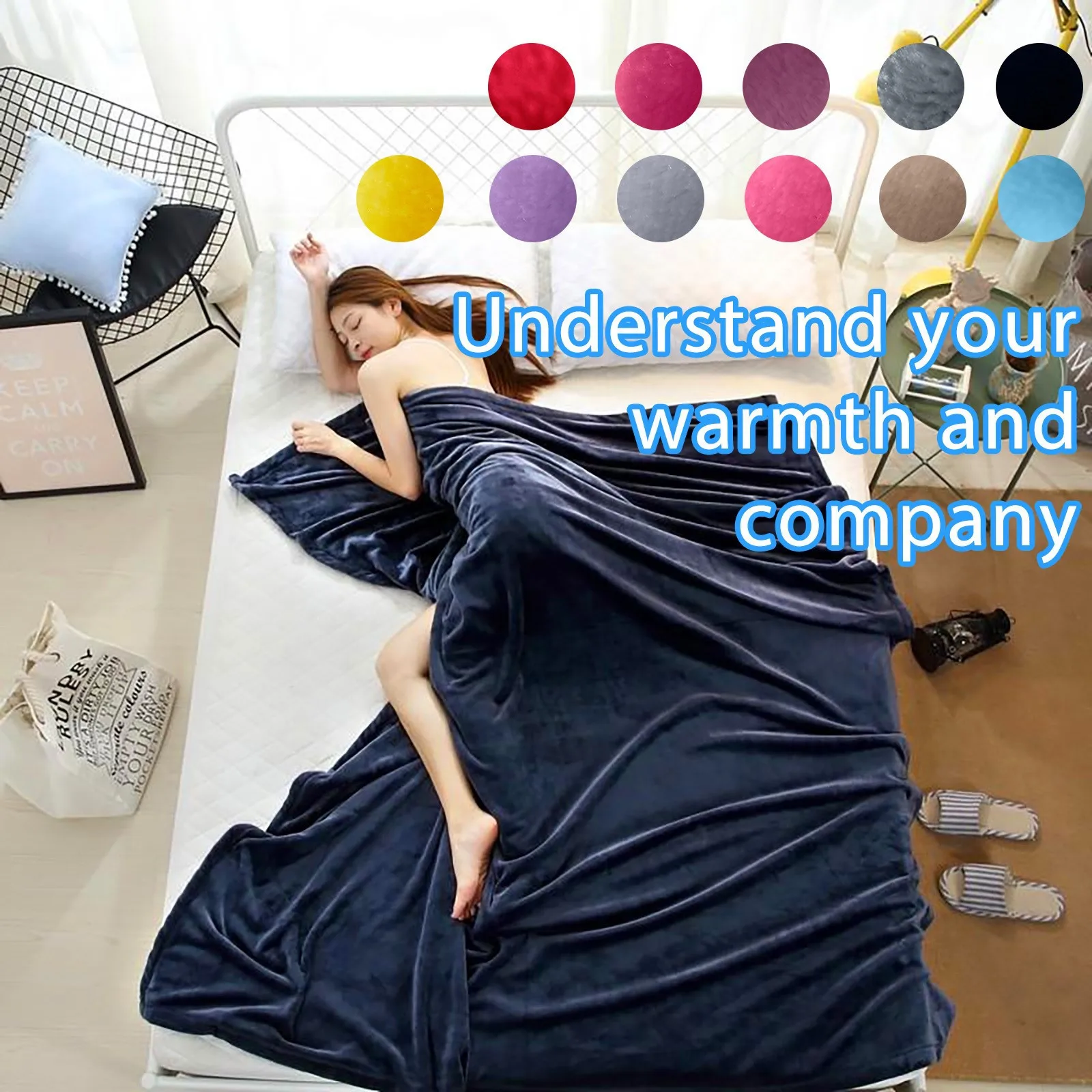 

Throws Coral Fleece Blanket Solid Color Soft Flannel Blanket Living Room Bedroom Air Conditioning Bed Blankets Home Accessories