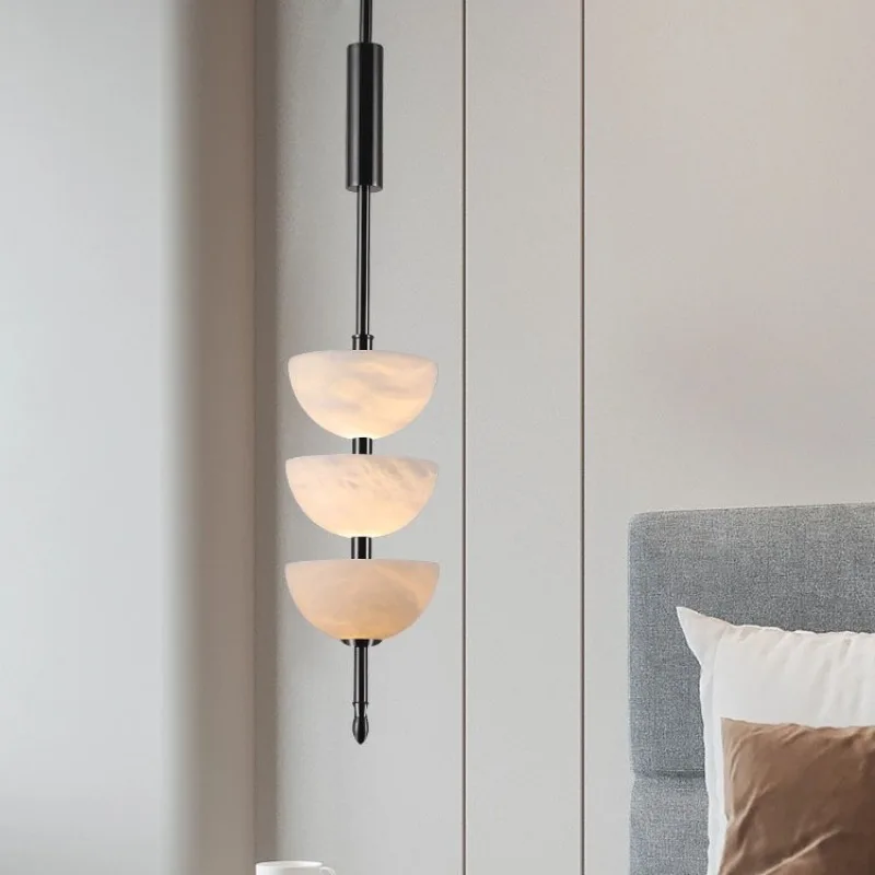 

Nordic light luxury natural marble bedside small chandelier study bedroom study senior designer model room