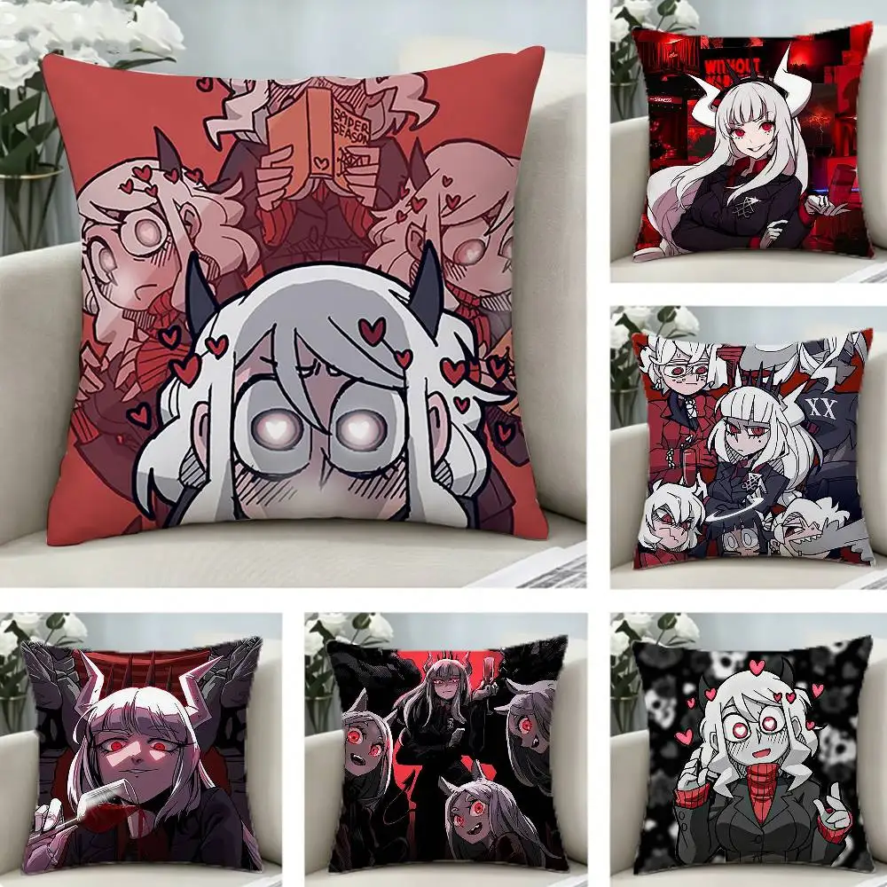 Demon Girl H-Helltaker Pillow Case Pattern Printed Pillowcase For Living Room Sofa Cushion Cover