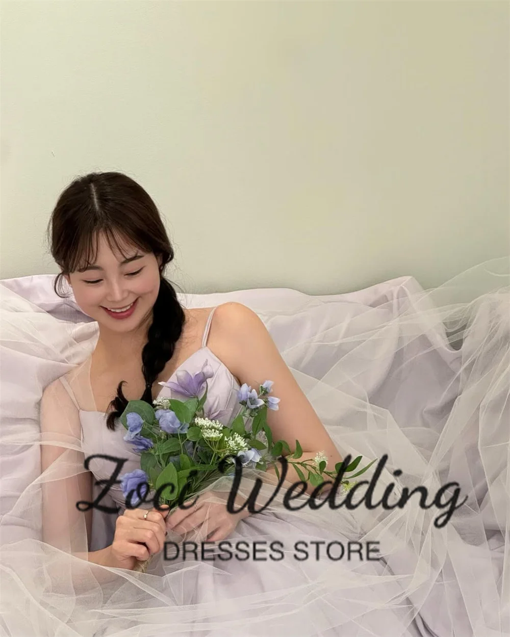 Zoci elegante com decote em v vestidos de noite sem mangas alças espaguete ocasião especial vestido de festa personalizado vestidos de casamento da coreia