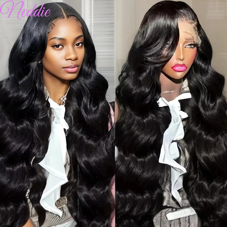 13x6 HD Lace Frontal Wig Black Human Hair Body Wave Choice 30 40 Inch 100% Naturalny PrePlucked Brazylijskie Tanie Peruki Dla Kobiet