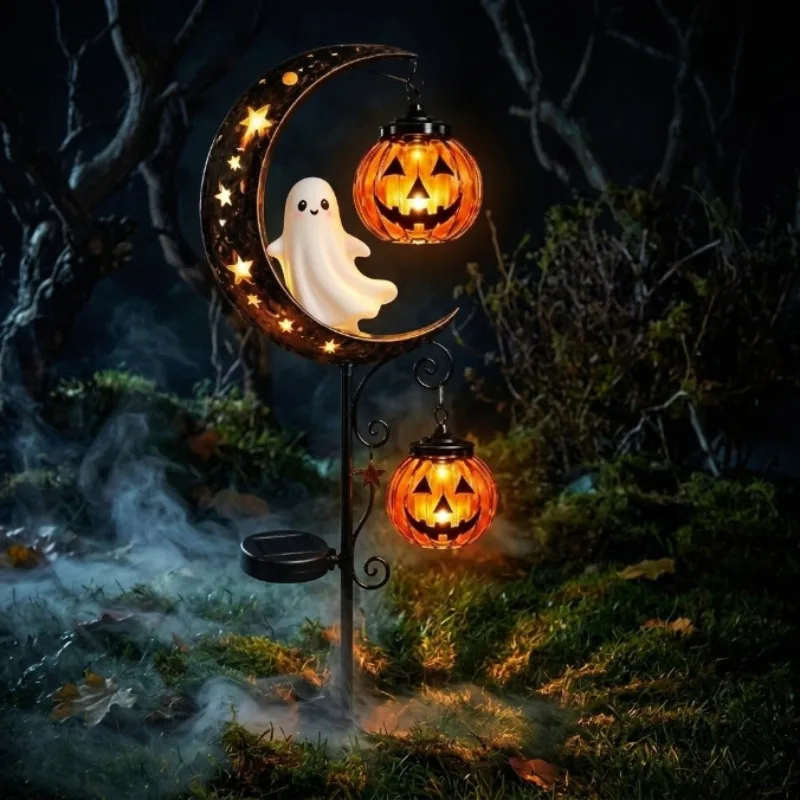 1-4PCS LED Halloween Ground Insert Light Skeleton Dancing Ghost Moon Pumpkin Glowing Ornament for Garden Lawn Party Decor