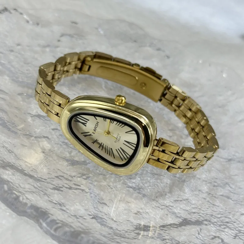 العلامة التجارية الشهيرة النساء غير النظامية الأفعى رئيس الهاتفي ساعة كوارتز فاخرة الفولاذ المقاوم للصدأ حزام ساعة اليد هدية Montre فام دروبشيبينغ