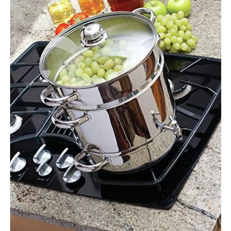 

Home Kitchenware Euro Cuisine Stainless Steel Stove Top Steam Juicer w Recipe Book