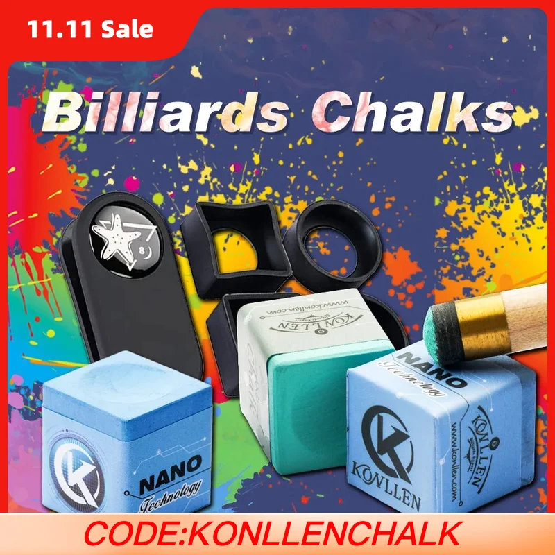 

KONLLEN-Billiards Chalks Power, Pool Cue Chalk, Snooker Chalk, Black Chalk, Nano Technology Material, Billiards Accessories
