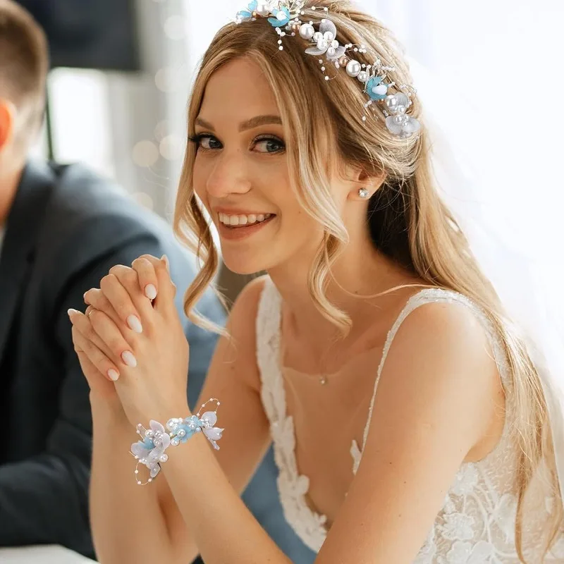 

Bridal Party Headbands Headwear Wedding Photography Handmade Flower Braiding Headbands Bracelets Wedding Accessories
