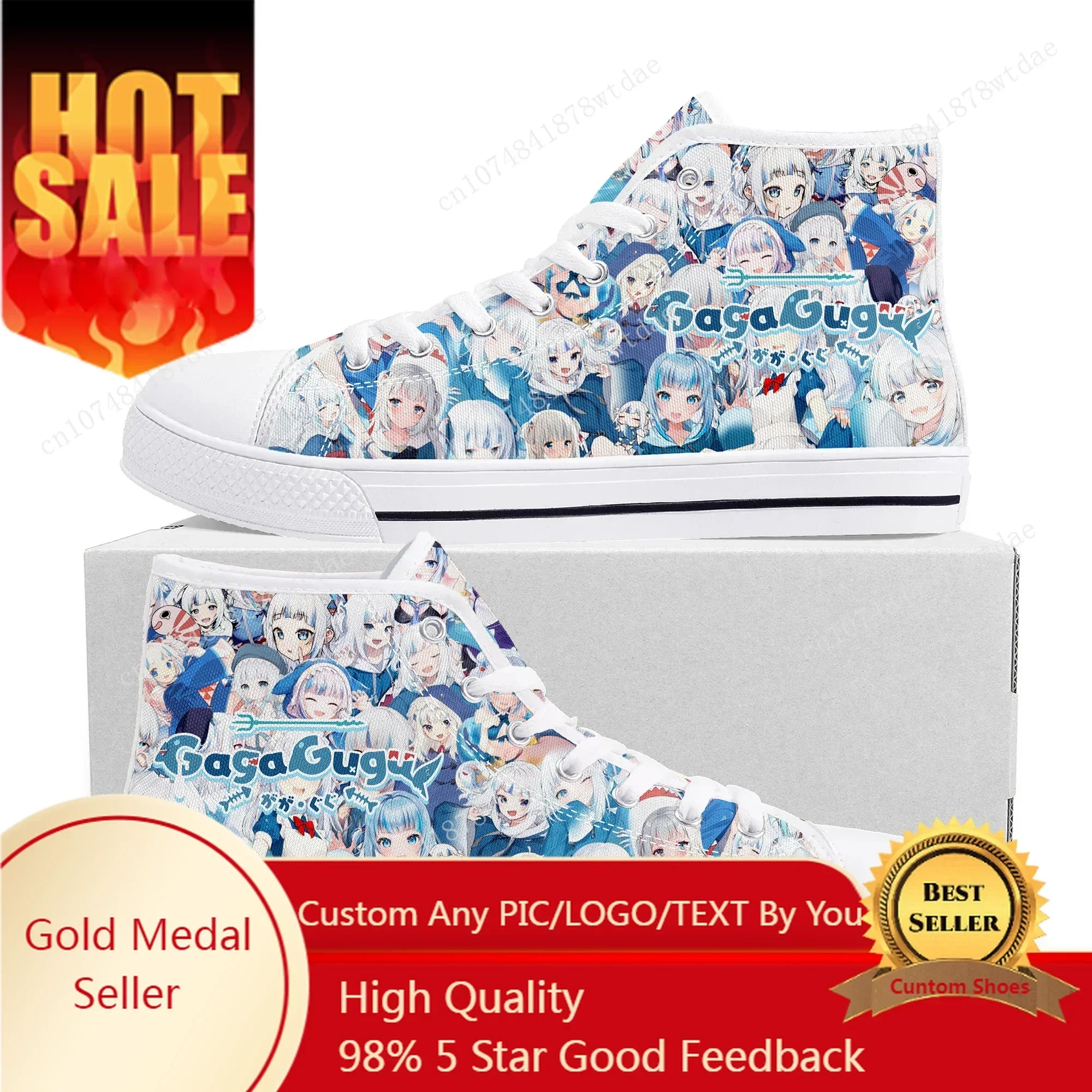 

Gauru Gura High Top Sneakers Mens Womens Teenager Fashion High Quality Canvas Sneaker Cute Comics Manga Couple Customized Shoes